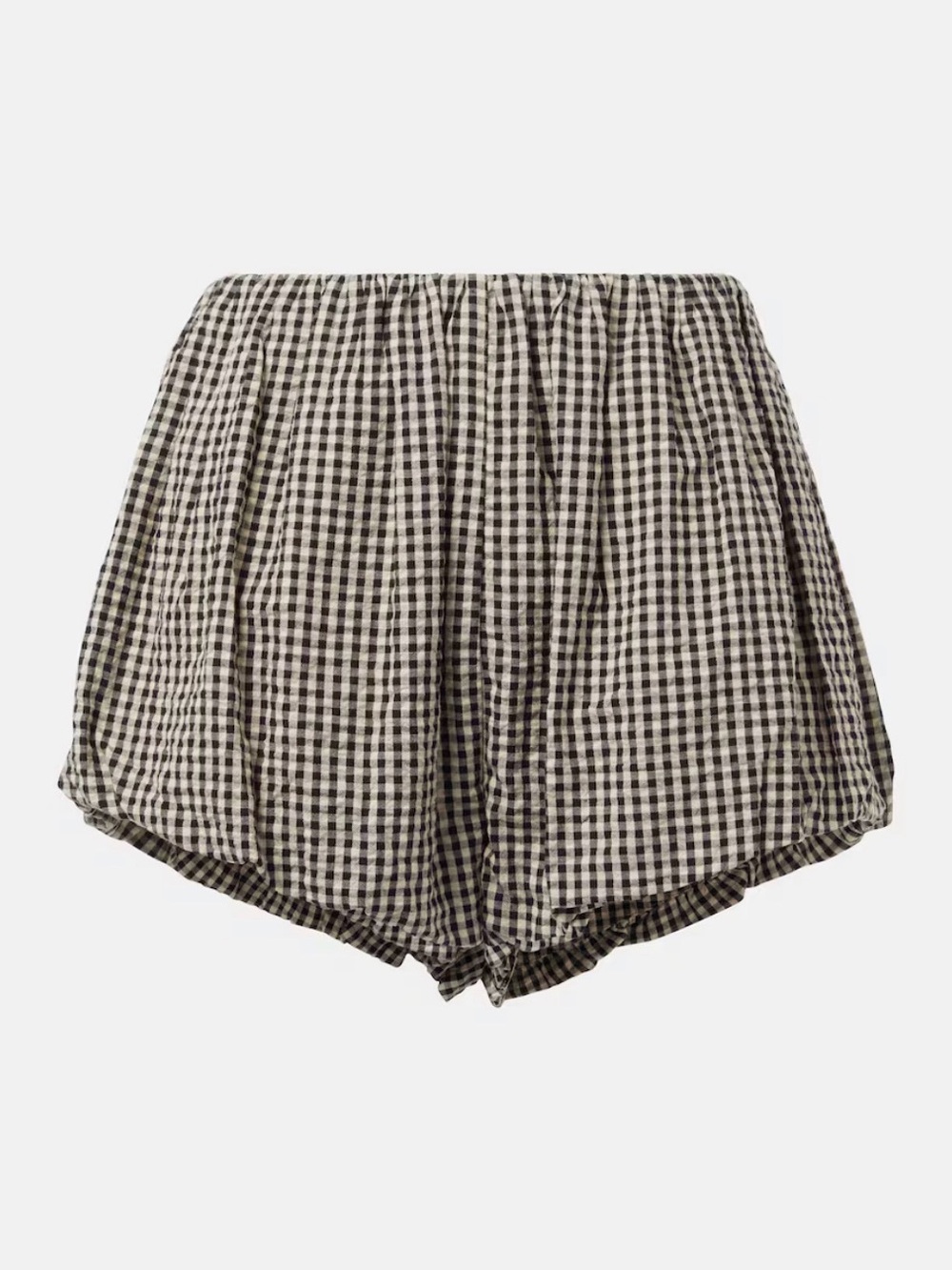 Posse Black and White Gingham Elastic-Waist Bubble Shorts